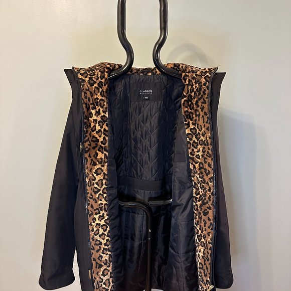 Liz Claiborne Ladies Mid Length Jacket with Leopard Trim - Picture 3 of 7